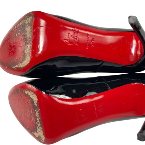 CHRISTIAN LOUBOUTIN VERY PRIVE Black Patent Platform Stiletto Pumps 37.5 7.5 - Picture 12 of 14